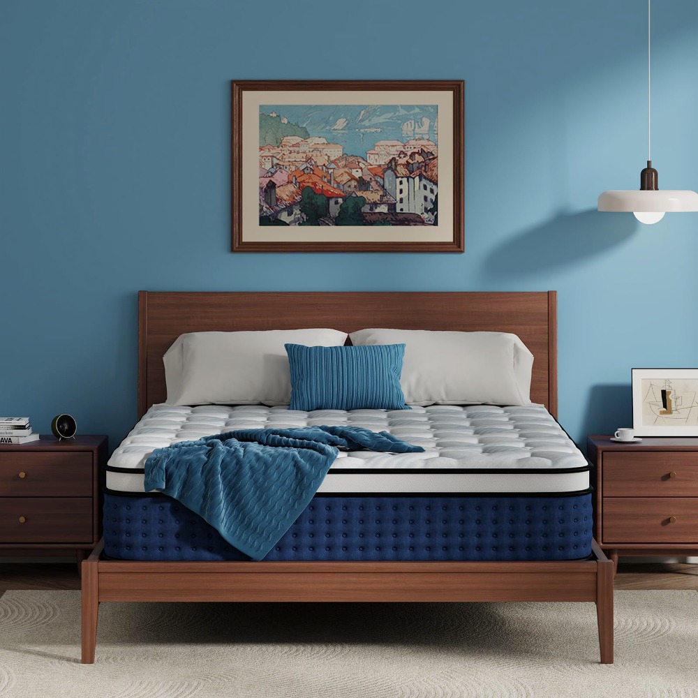 Memory Foam Mattress In A Box Queen - クイーンサイズマットレス、12インチのハイブリッドクイーンサイズマットレス（箱入り）、中程度の硬さ、冷却ジェル入りメモリーフォーム、個別ポケットコイル