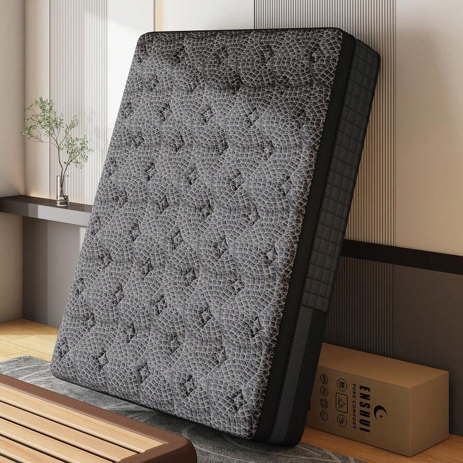 Memory Foam Mattress In A Box Queen - 12インチまたは14インチのクイーンサイズおよびキングサイズのマットレス（箱入り）– ジェル入りメモリーフォーム、冷却技術搭載、適度な硬さ、衝撃吸収性、エッジ保護機能付き