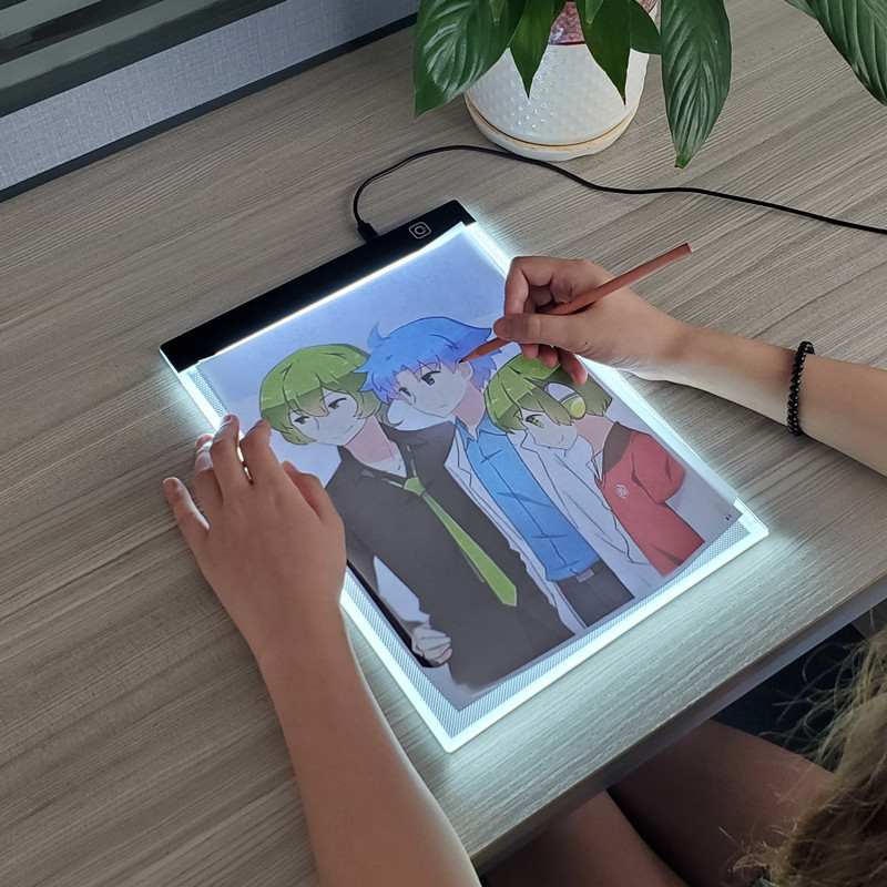 Floating Nightstand With Led Light - A5サイズ LED 写真複写テーブル、子供用、光透過式複写テーブル、明るさ調整可能、ナイトライト、メモ帳、おもちゃ