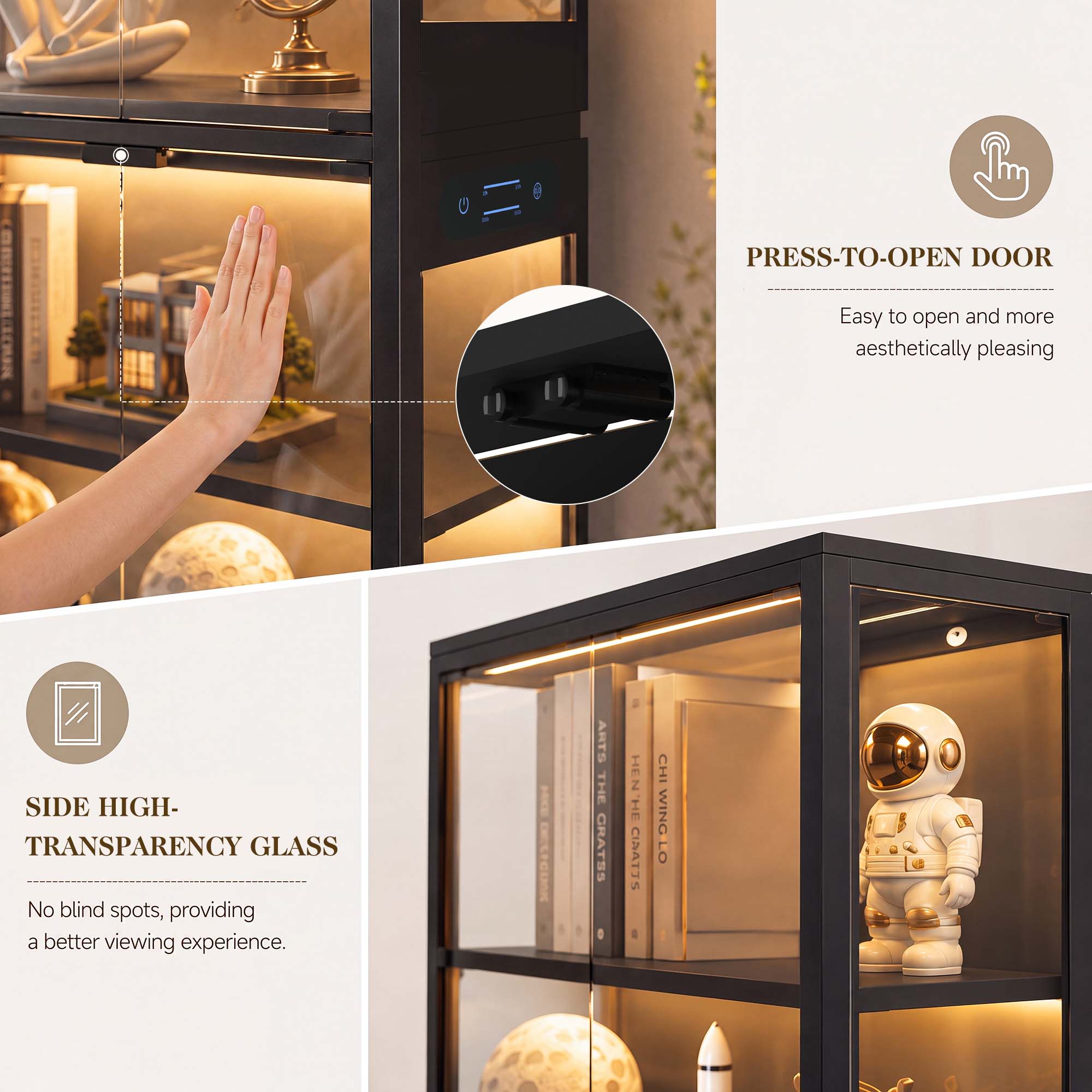 TCGBKAF 5段ディスプレイキャビネット、ガラス扉、モー - Bedroom Furniture のレビューと価格