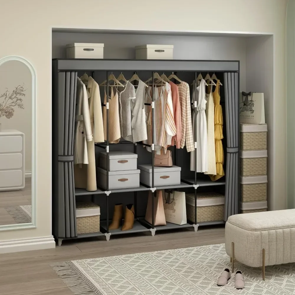 67インチのポータブルクローゼットワードローブ、不織布カバー - Wardrobe Closet Portable Fabric Cover のレビューと価格