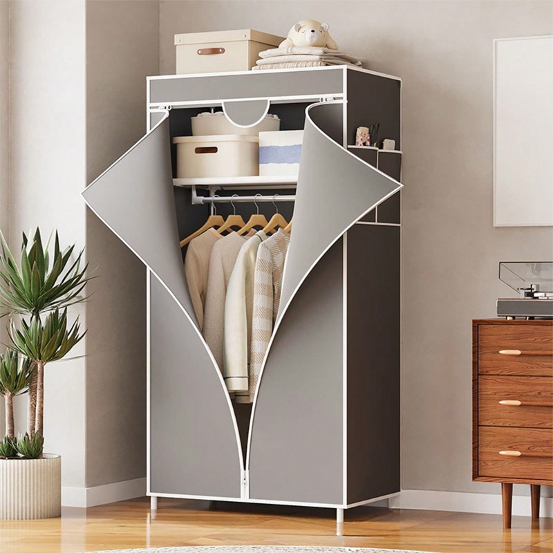 赤／グレー／青／コーヒー色の、持ち運び可能な布製ワードローブ - Wardrobe Closet Portable Fabric Cover のレビューと価格