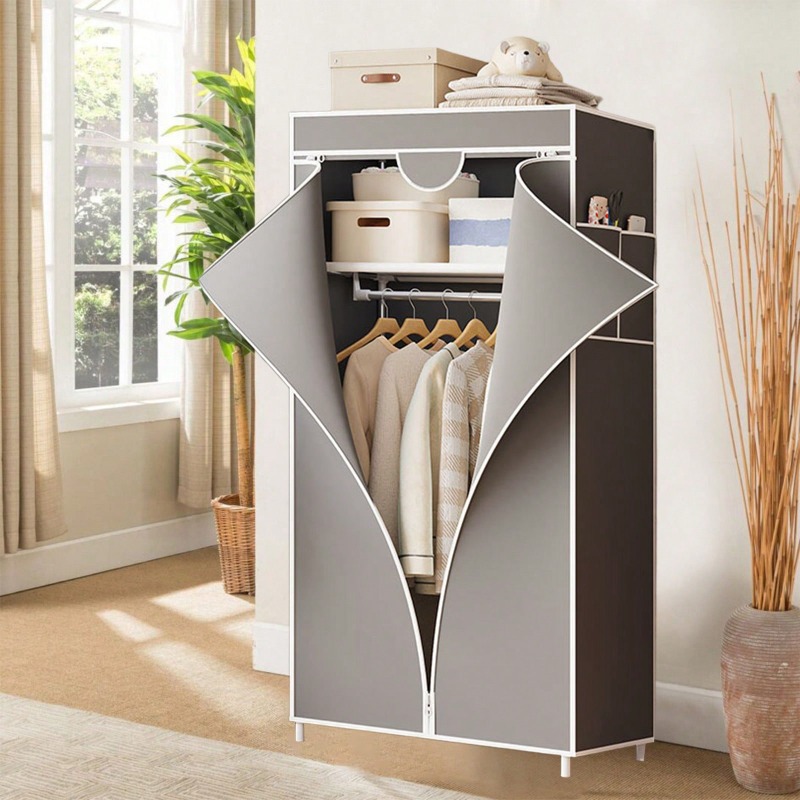 赤／グレー／青／コーヒー色の、持ち運び可能な布製ワードローブ - Wardrobe Closet Portable Fabric Cover のレビューと価格