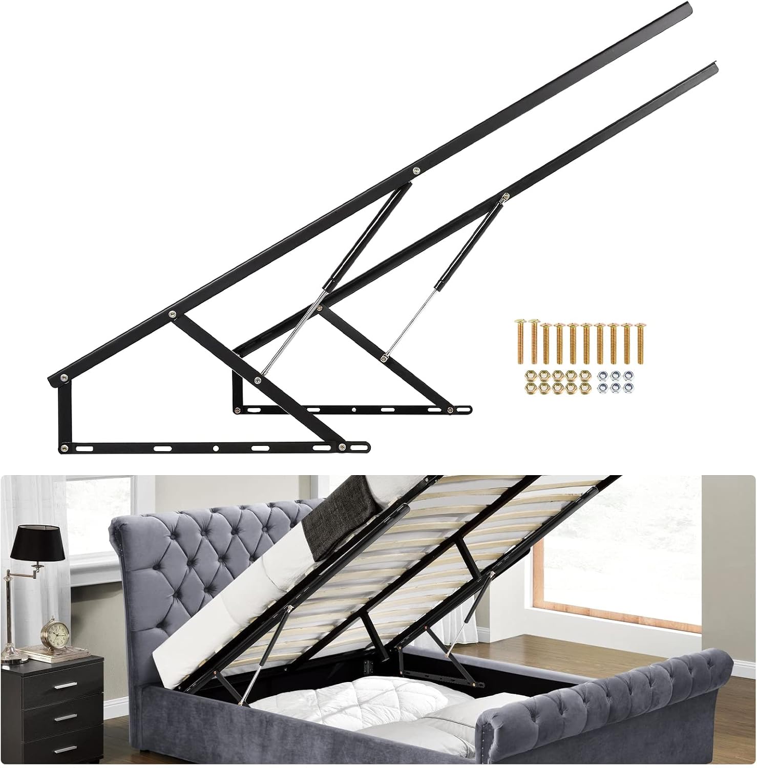 4.6フィートベッドリフト機構、耐荷重176-264ポンド  - Gas Lift Storage Bed Hydraulic のレビューと価格