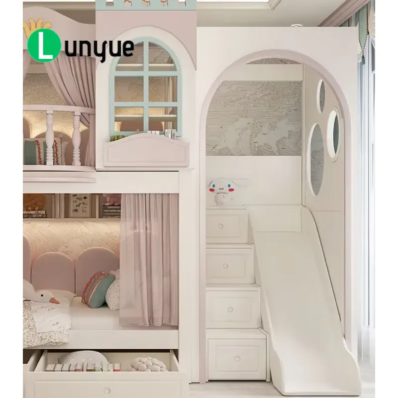 アンケ社製、階段付きスライド付きのカスタムメイドのプリンセス - Bunk Bed With Stairs And Slide のレビューと価格