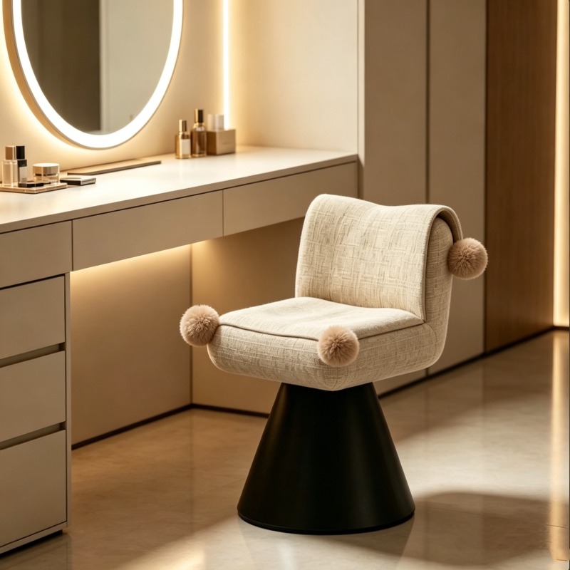 モダンな回転式化粧椅子、背もたれ付きスタイリッシュな化粧台ス - Bedroom Furniture のレビューと価格