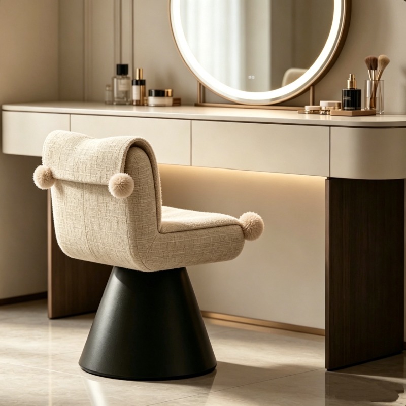 モダンな回転式化粧椅子、背もたれ付きスタイリッシュな化粧台ス - Bedroom Furniture のレビューと価格