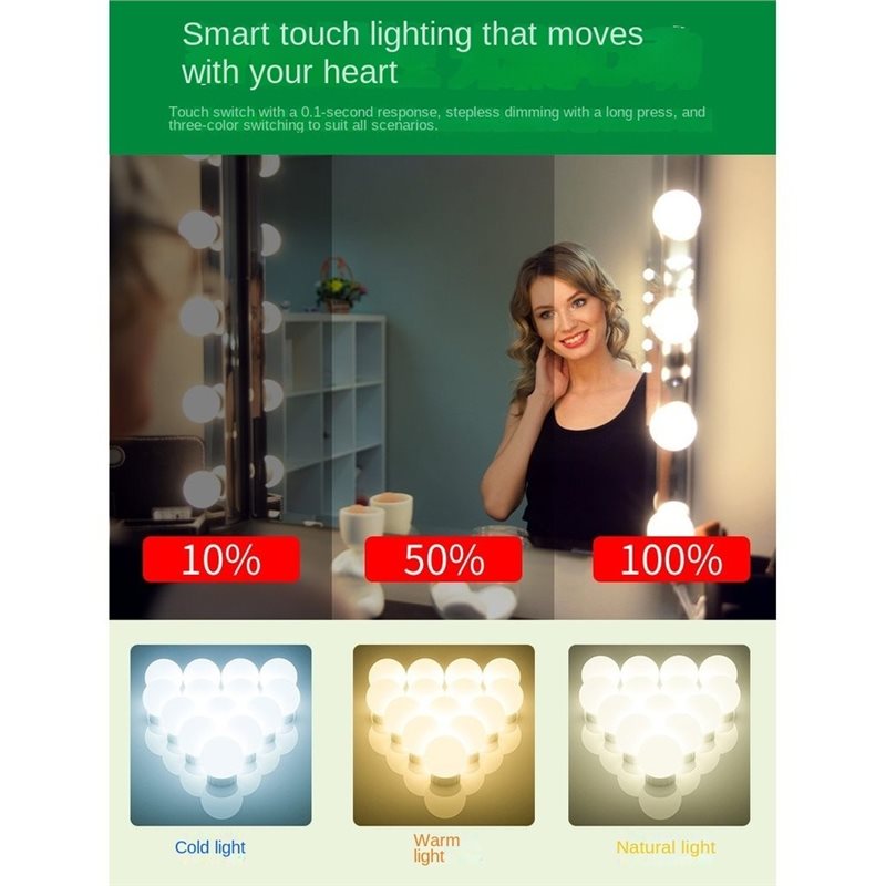 USB充電式LEDバニティライト、10段階調光可能、色温度調 - Dressing Table Vanity With Lighted Mirror のレビューと価格