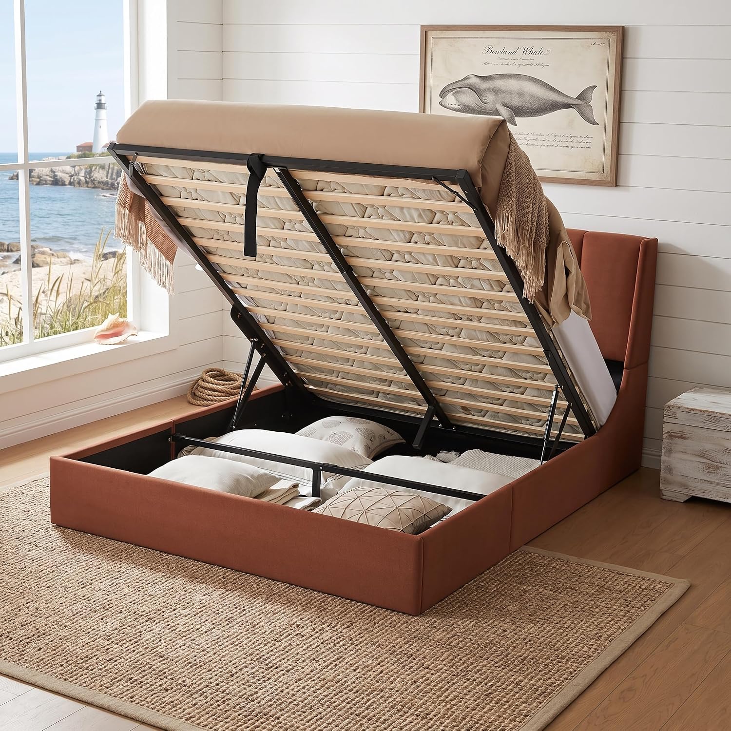 寝室用の、油圧式ガスリフトとベッド下収納スペースを備えた、高 - Gas Lift Storage Bed Hydraulic のレビューと価格