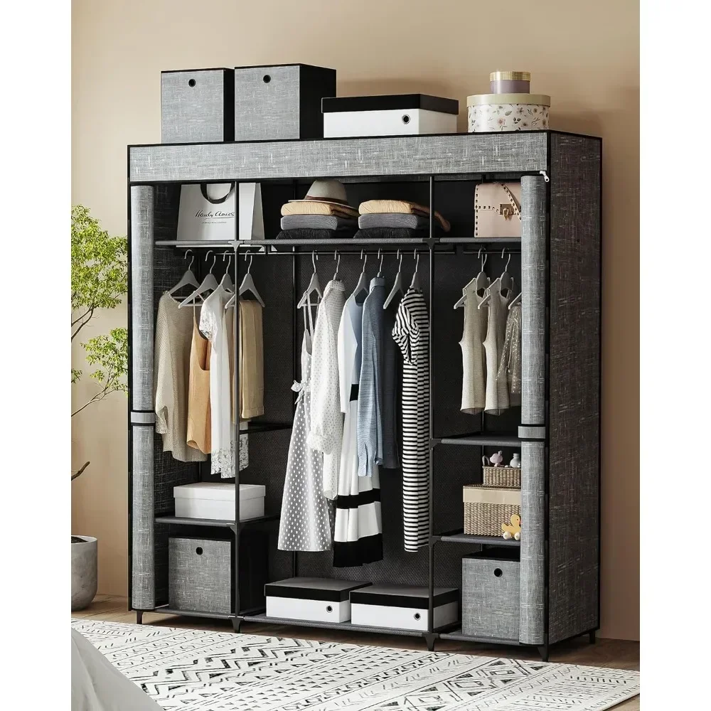クローゼットワードローブ、64.5インチの寝室用ポータブルク - Wardrobe Closet Portable Fabric Cover のレビューと価格