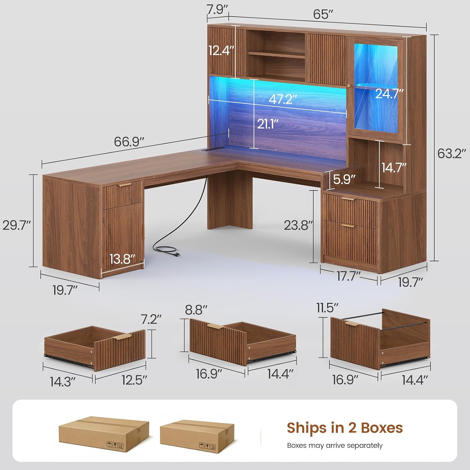 L字型デスク（ハッチ付き）、RGB LEDコーナーデスク（電 - Office Furniture のレビューと価格